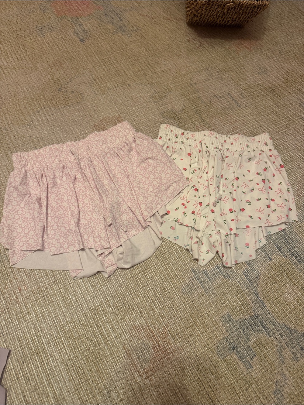 Two Girls' Floral Butterfly Shorts